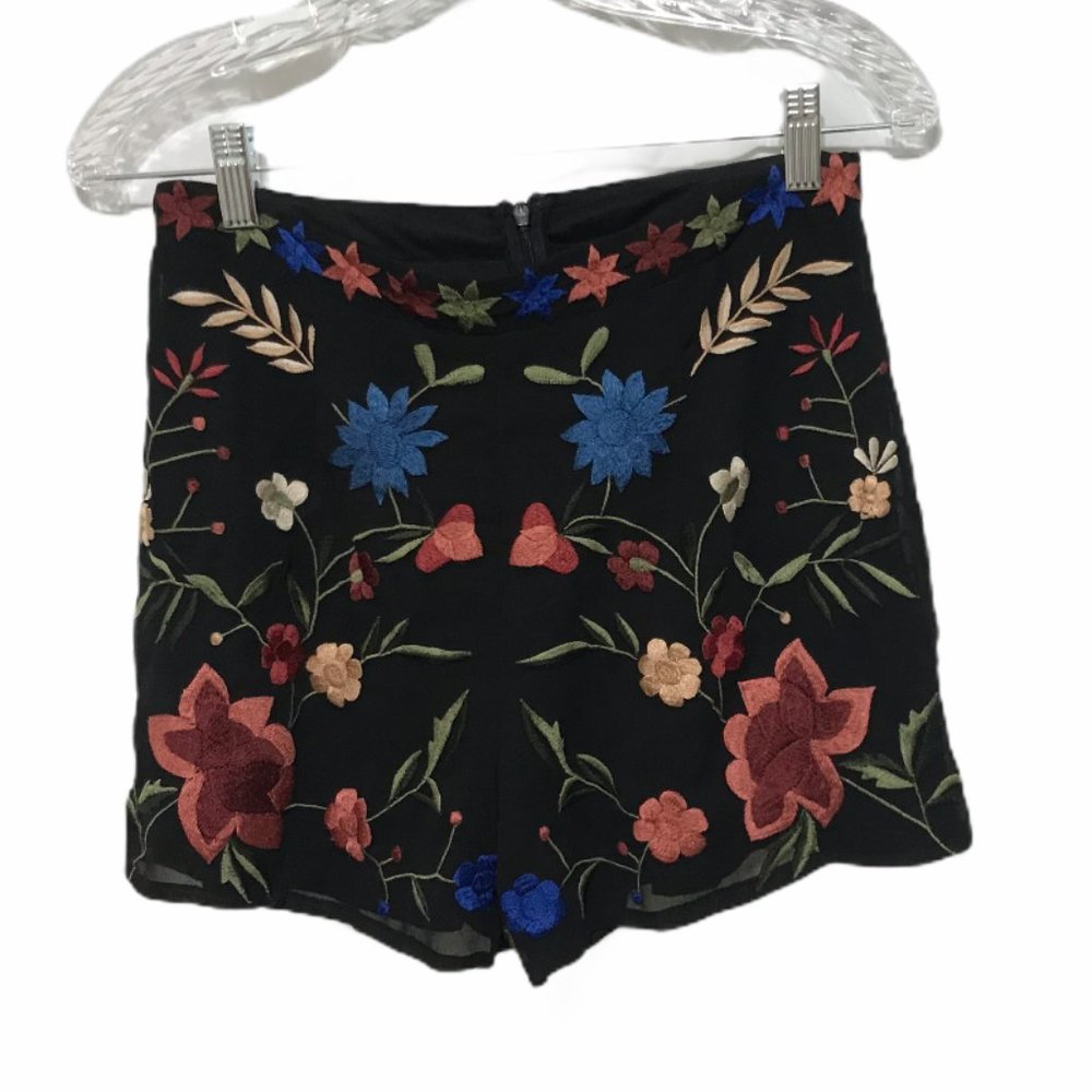Miss Selfridge Black Embroidered Shorts